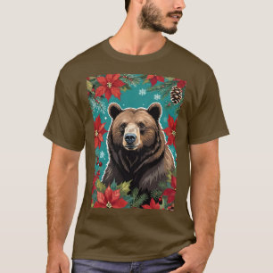 Stor julbrun björn med julstjärnor t shirt