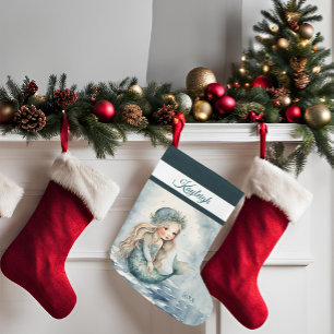 Stor julklapp på Winter Sjöjungfru Girl Julstrumpa