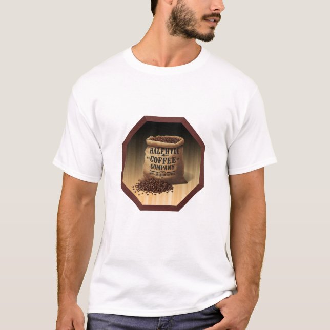 Stor jutesäck med etikett för Halfhyde Coffee Co T Shirt (Framsida)