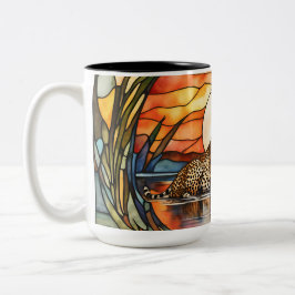 Stor kaffe Mugg Nedfläckad-Glass Cheetah