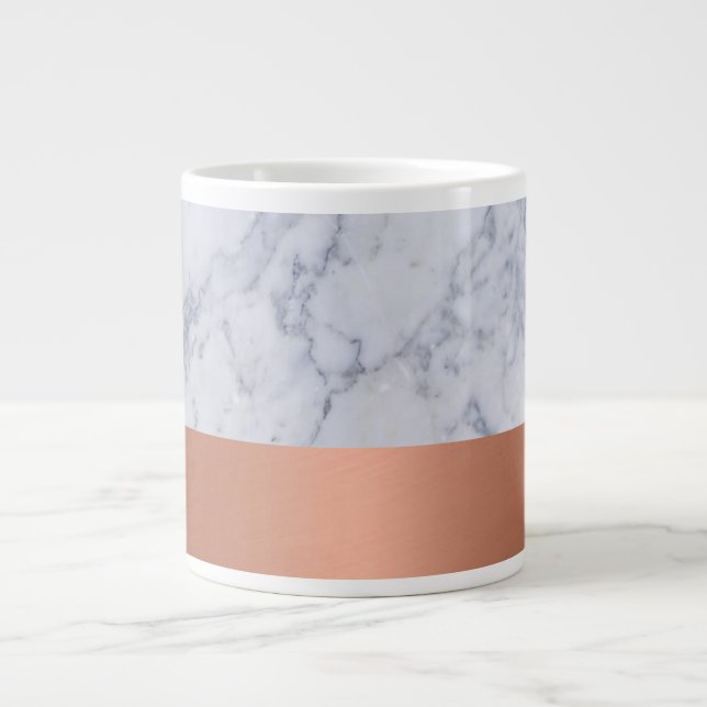 Stor kaffemugg i marmor och koppar jumbo mugg (Framsidan)