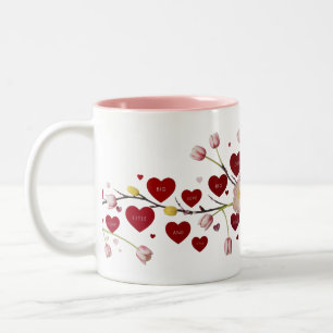 Stor kärlek Liten kärlek Blommig typografi Två-Tonad Mugg