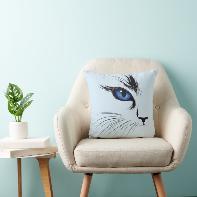 Stor katt blå ögon Modern kattälskare  Kudde (Stol)