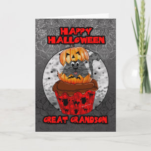 stor- katt för sonsonhalloween muffin kort