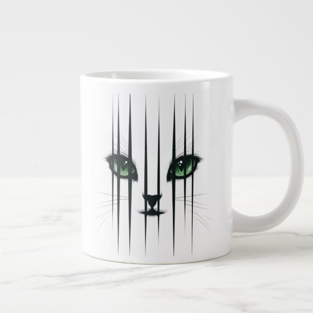 Stor katt gröna ögon Modern kattälskare  Jumbo Mugg (Höger)