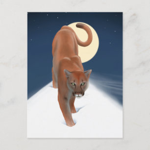 Stor katt i vinter-Snö-bergsregionen Lejon Vykort