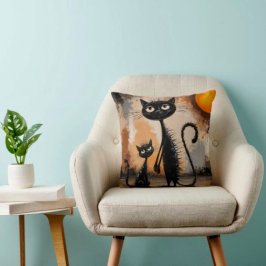 Stor katt Liten katt Halloween  Kudde