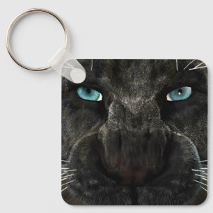 Stor katt svart panter nyckelring