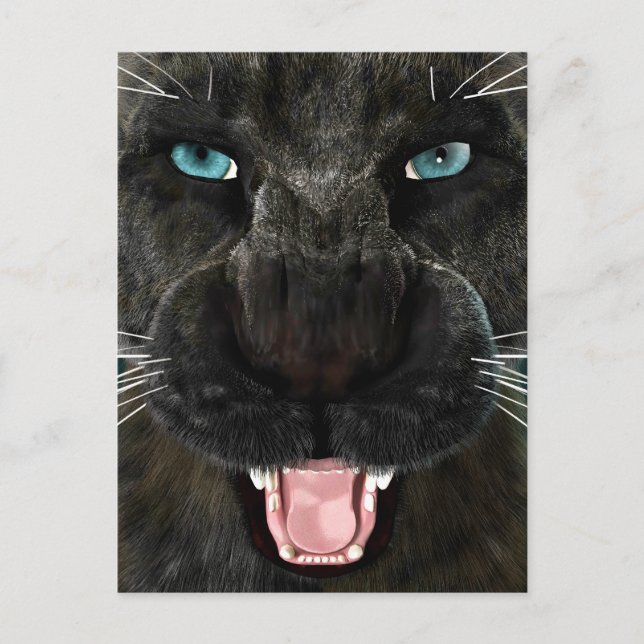 Stor katt svart panter vykort (Framsida)