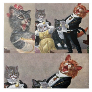 Stor keramik Tile, Vintage Funny Kattunge vykort! Kakelplatta