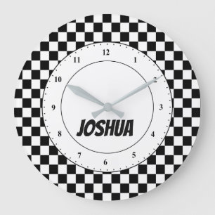Stor klocka i Flagga Black and White Checker