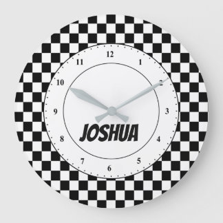 Stor klocka i Flagga Black and White Checker