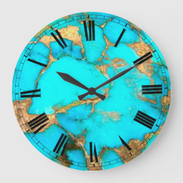 stor klocka i turkos, sten