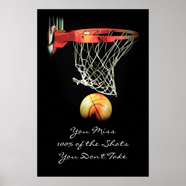 Stor konstverk motiverande citat basketaffisch poster (Framsidan)