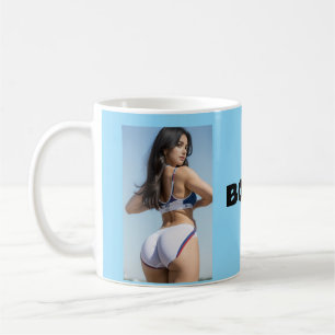 STOR KÖTTIG Flicka 'BOTTOMS UP!' KAFFEKOPP