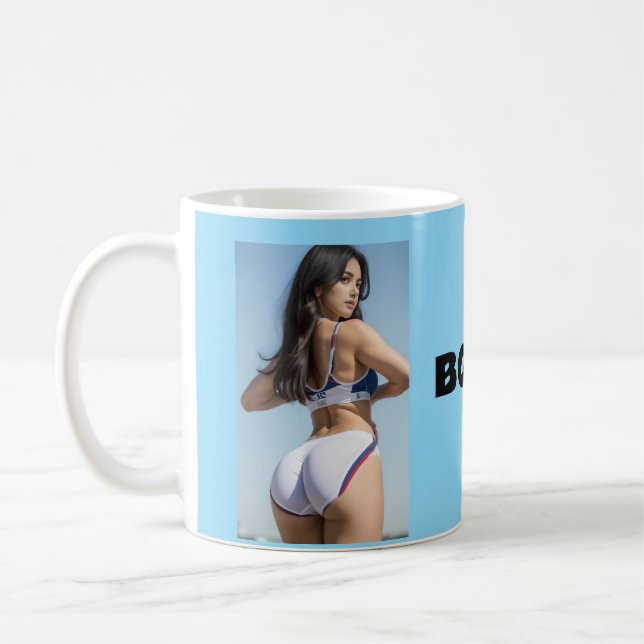 STOR KÖTTIG Flicka 'BOTTOMS UP!' KAFFEKOPP (Vänster)