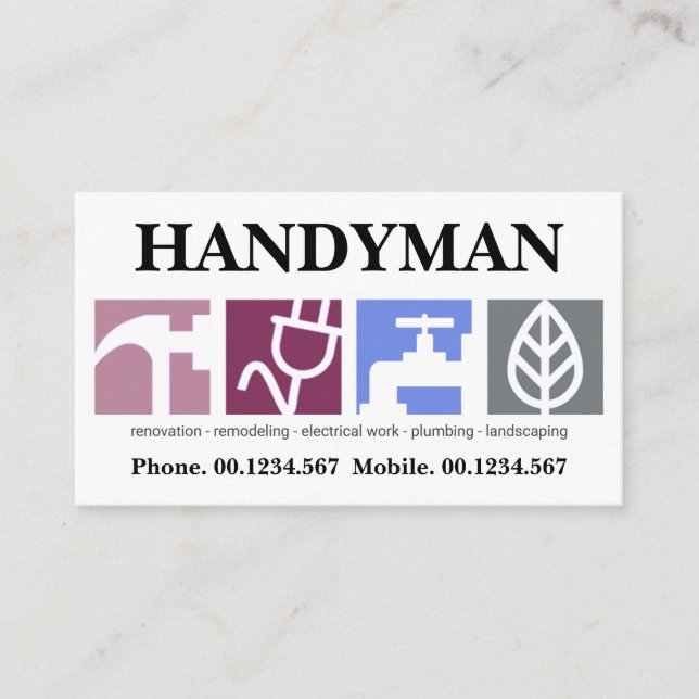 Stor Kreativ Modern Handyman Signage Visitkort (Framsida)