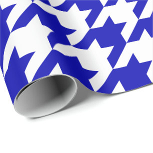Stor kunglig blått och vit Houndstooth Presentpapper