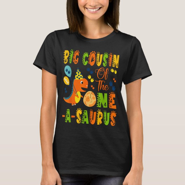Stor kusin till one-a-saurus 1-årsdag t shirt (Framsida)