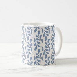 Stor kustnära blå botanisk bladsmönster kaffemugg