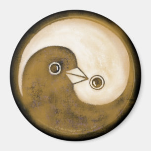Stor kylmagnet med guld- YinYang freddoves. Magnet