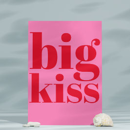 Stor Kyss! Modern fet röd - Het rosa typografi  Vykort
