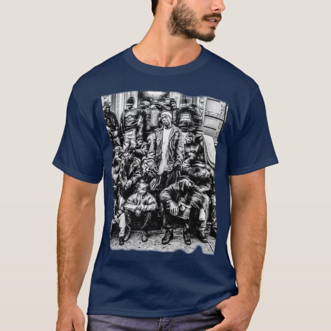 stor L tryck vän T Shirt (Framsida)