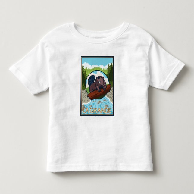 Stor La, OregonBeaver och träd T Shirt (Framsida)