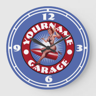 Stor lås för vintage Pin-Up-mall för flickor Stor Klocka