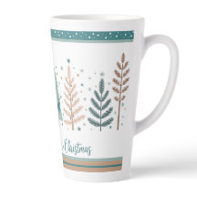 Stor latte-mugg med julgranar minimalistisk