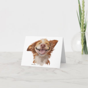 Stor leende hund tecknad serie tack kort