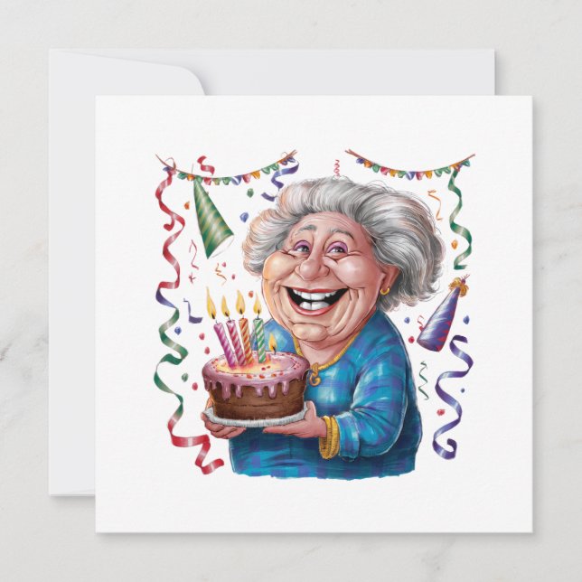 Stor leende mormor födelsedag inbjudningar (Framsida)