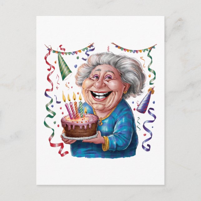 Stor leende mormor födelsedag vykort (Framsida)