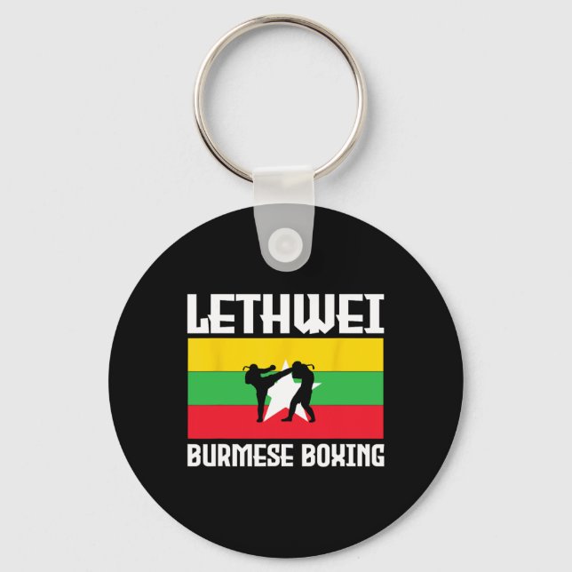 Stor Lethwei burmesisk boxningsdräkt spark mma kic Nyckelring (Framsida)