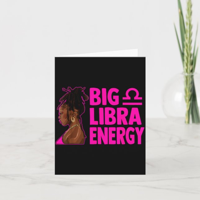 Stor Libra Energi Födelsedag Loc'd Kvinna Zodiak F Kort (Framsida)