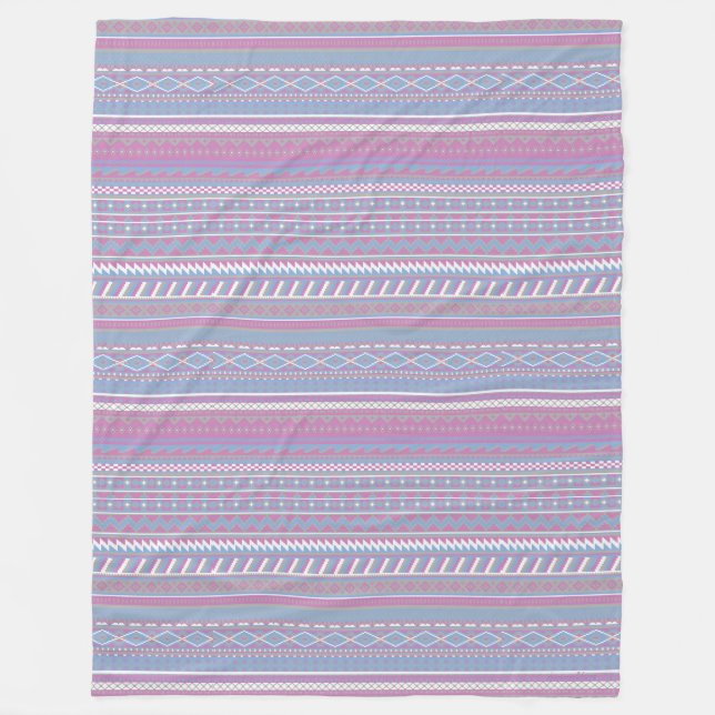 Stor Lila Aztec Design Fleece Blanket (Framsidan)