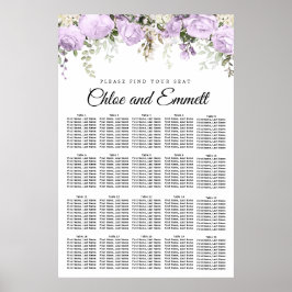 Stor Lila Blommigt 20-Bord Bröllop Poster