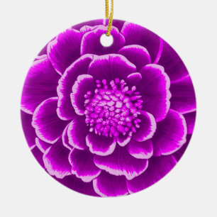 Stor Lila Dahlia Flower Julgransprydnad Keramik