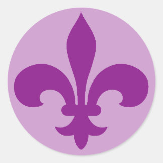 Stor Lila eller Violet Fleur de Lis Stickers Runt Klistermärke