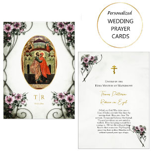 Stor Lilac Flowers Orthodox Bröllop Prayer Card Placeringskort