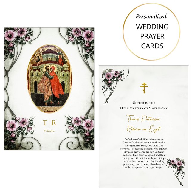 Stor Lilac Flowers Orthodox Bröllop Prayer Card Placeringskort (Skapare uppladdad)