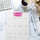 Stor Livsmedel--lista Rosa vattenfärg Anteckningsblock<br><div class="desc">Skripttitel för vattenfärgspenseln i rosa med enkel och lättläst layout för butikskategorier i livsmedel. Omfattande,  inklusive fryst mat,  beredd,  bulkvara... och till och med kroppskategorier och blommigtar för dem som regelbundet köper blommor som jag själv.</div>