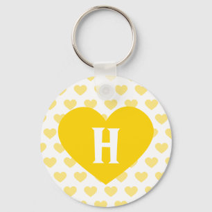 Stor ljus gul hjärta - Monogram Nyckelring