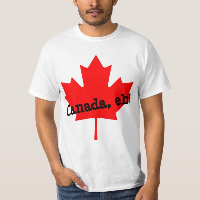 Stor ljus röd lönnlöv Kanada eh! T-shirt (Framsida)
