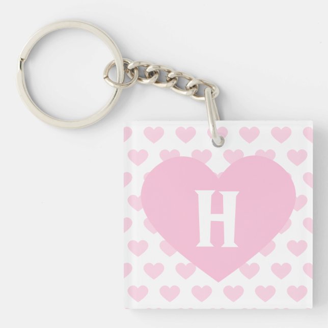 Stor ljus - rosa hjärta - Monogram (Framsidan)
