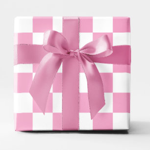 Stor ljus rosa och vit rutig presentpapper