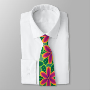 Stor ljus tropisk blommahawaiibodjungel slips
