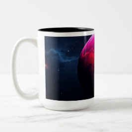 Stor ljusröd planet Två-Tonad mugg