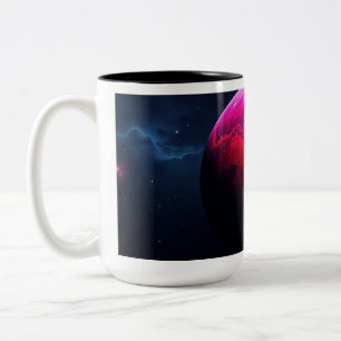 Stor ljusröd planet Två-Tonad mugg