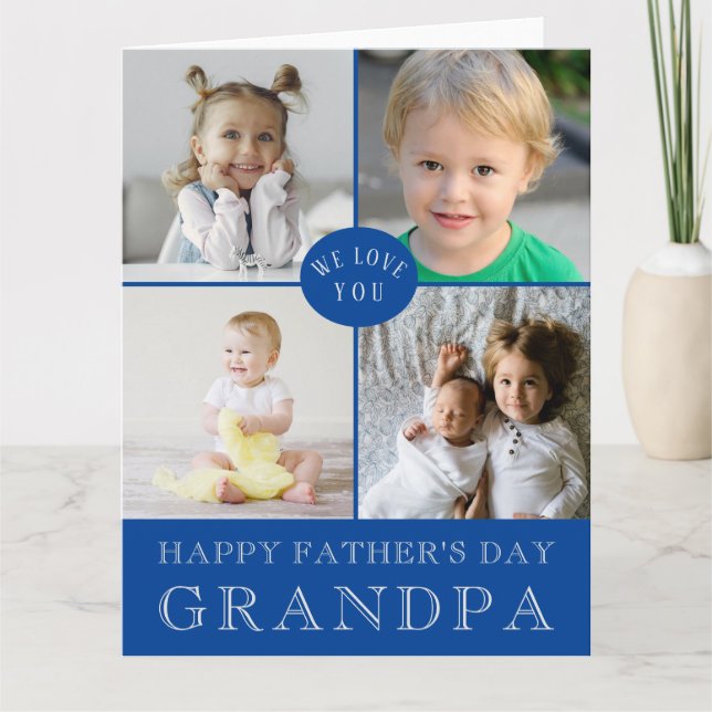 Stor Lycklig Fars dag Grandpa Photo Collage Kort (Framsida)